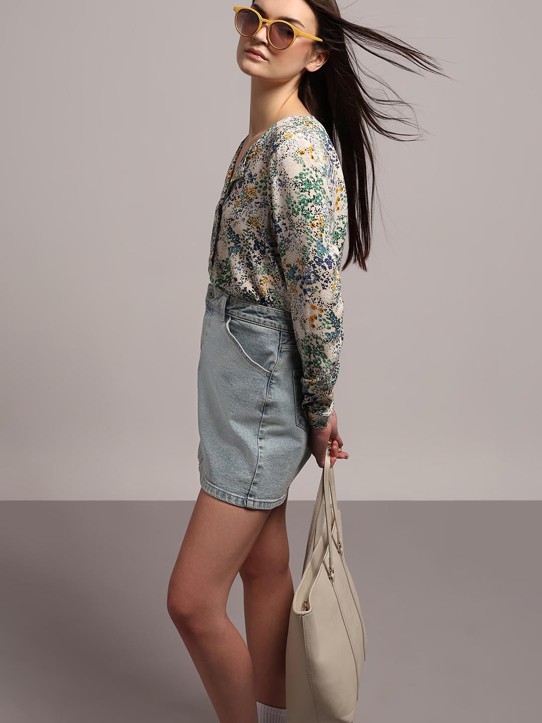 Vero Moda White Floral Print Shirt