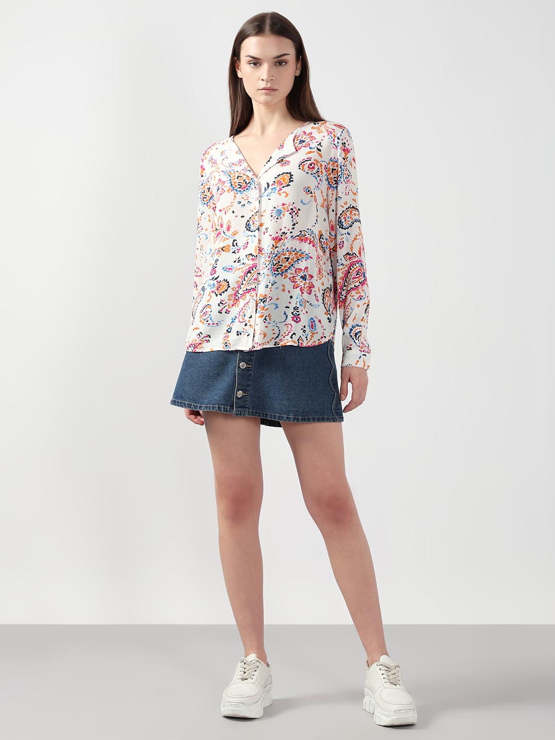 Vero Moda White Printed Viscose Shirt
