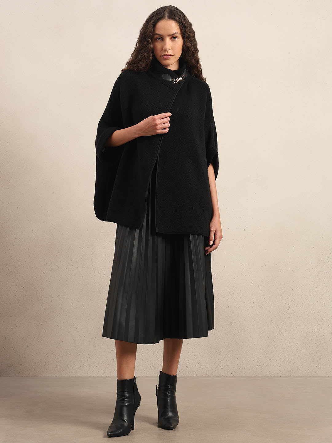 Black Knit Poncho