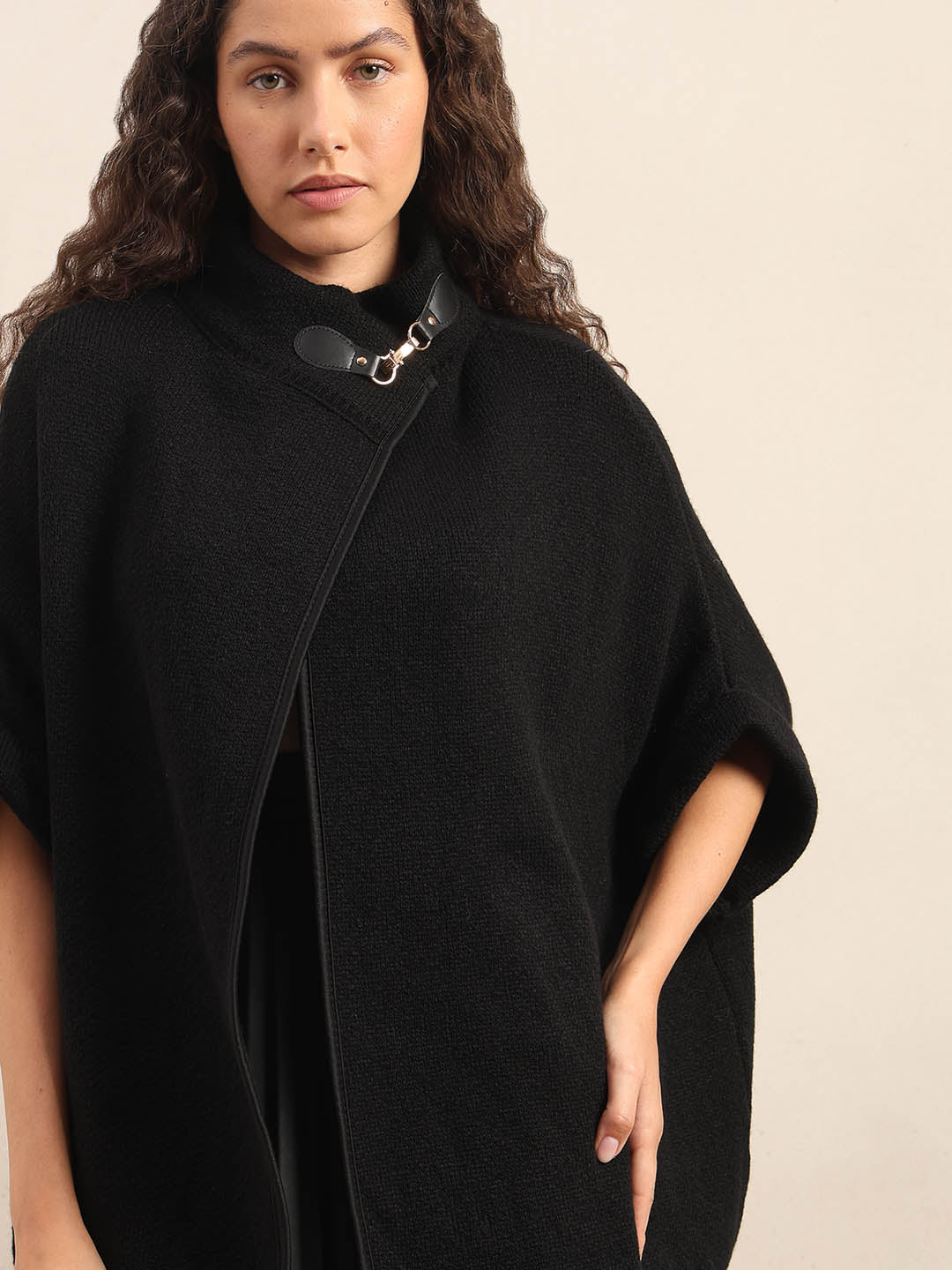 Black Knit Poncho