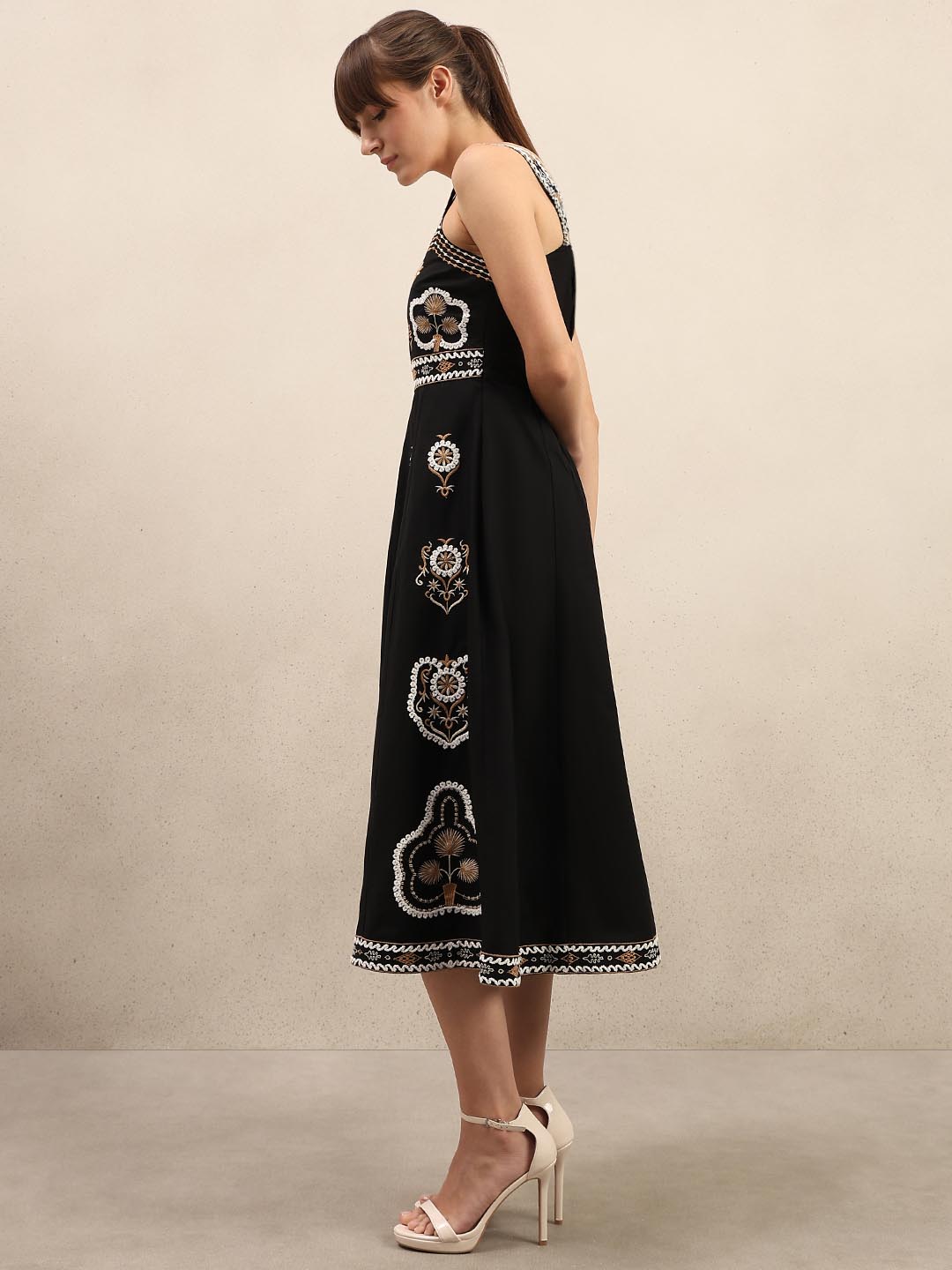 Black Embroidered Cotton Dress