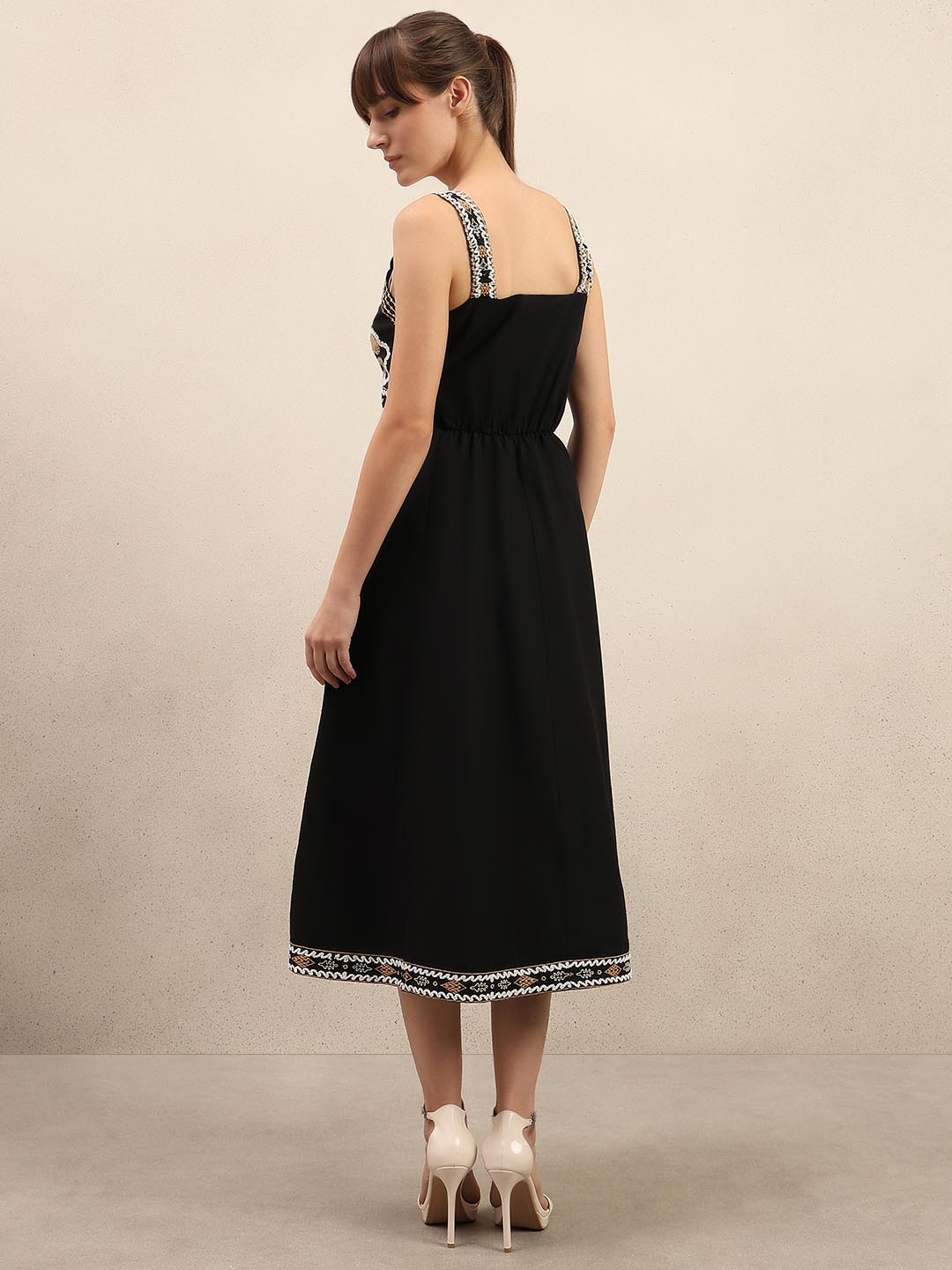 Black Embroidered Cotton Dress