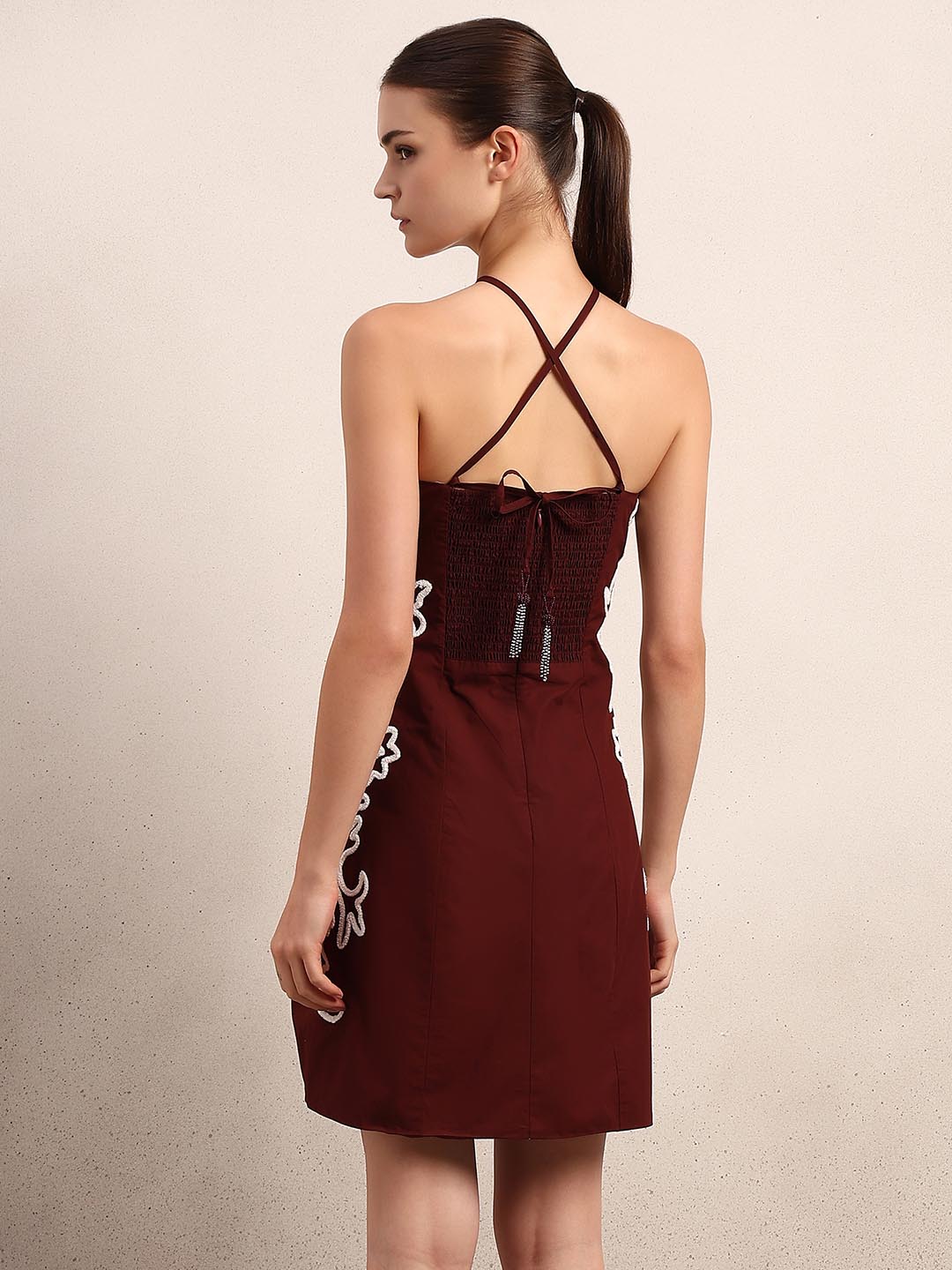 Chocolate Brown Cotton Mini Dress