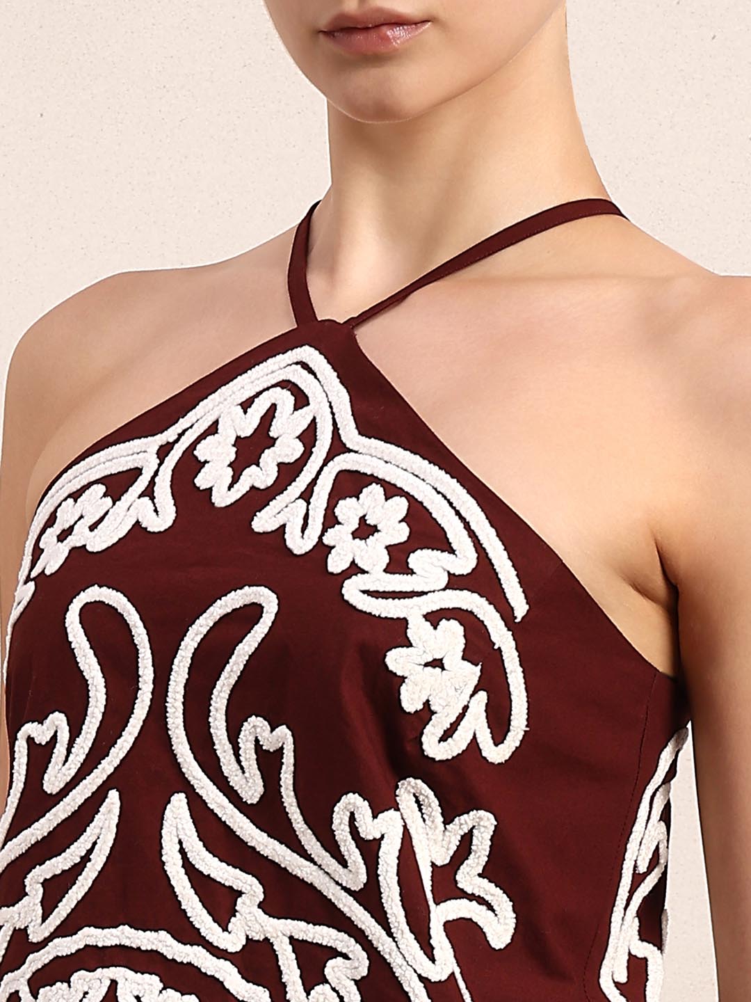 Chocolate Brown Cotton Mini Dress