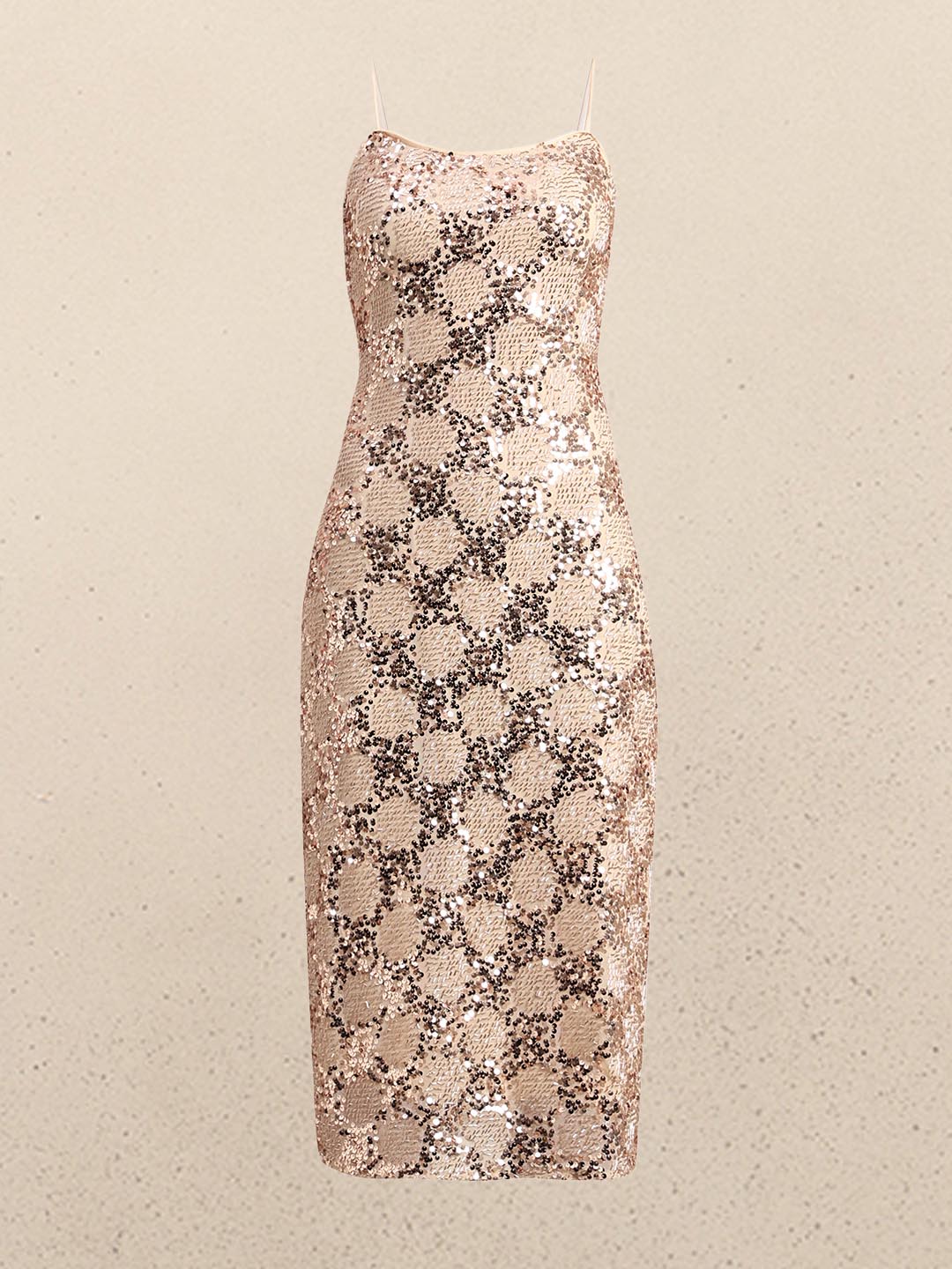 Golden Sequin Embellished Bodycon Dress