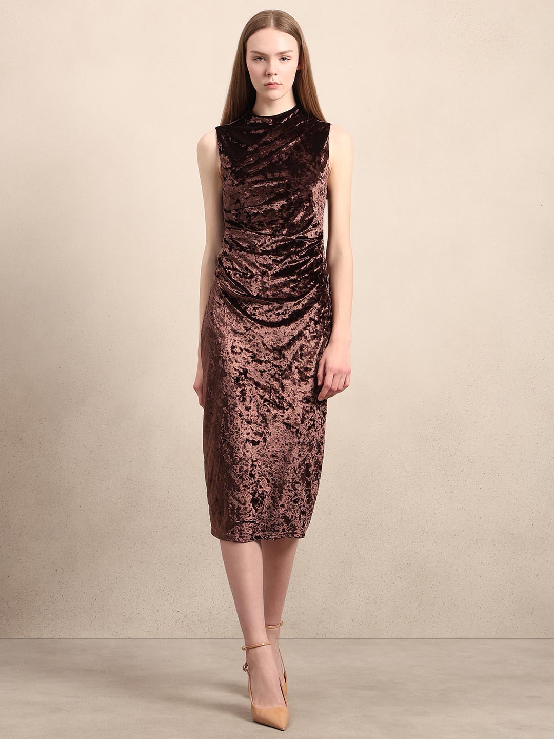 Brown Bodycon Midaxi Dress