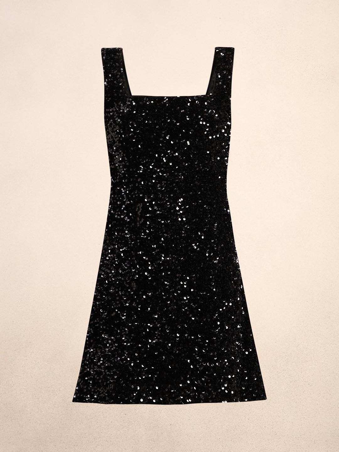 Black Sequined Embellished Mini Dress