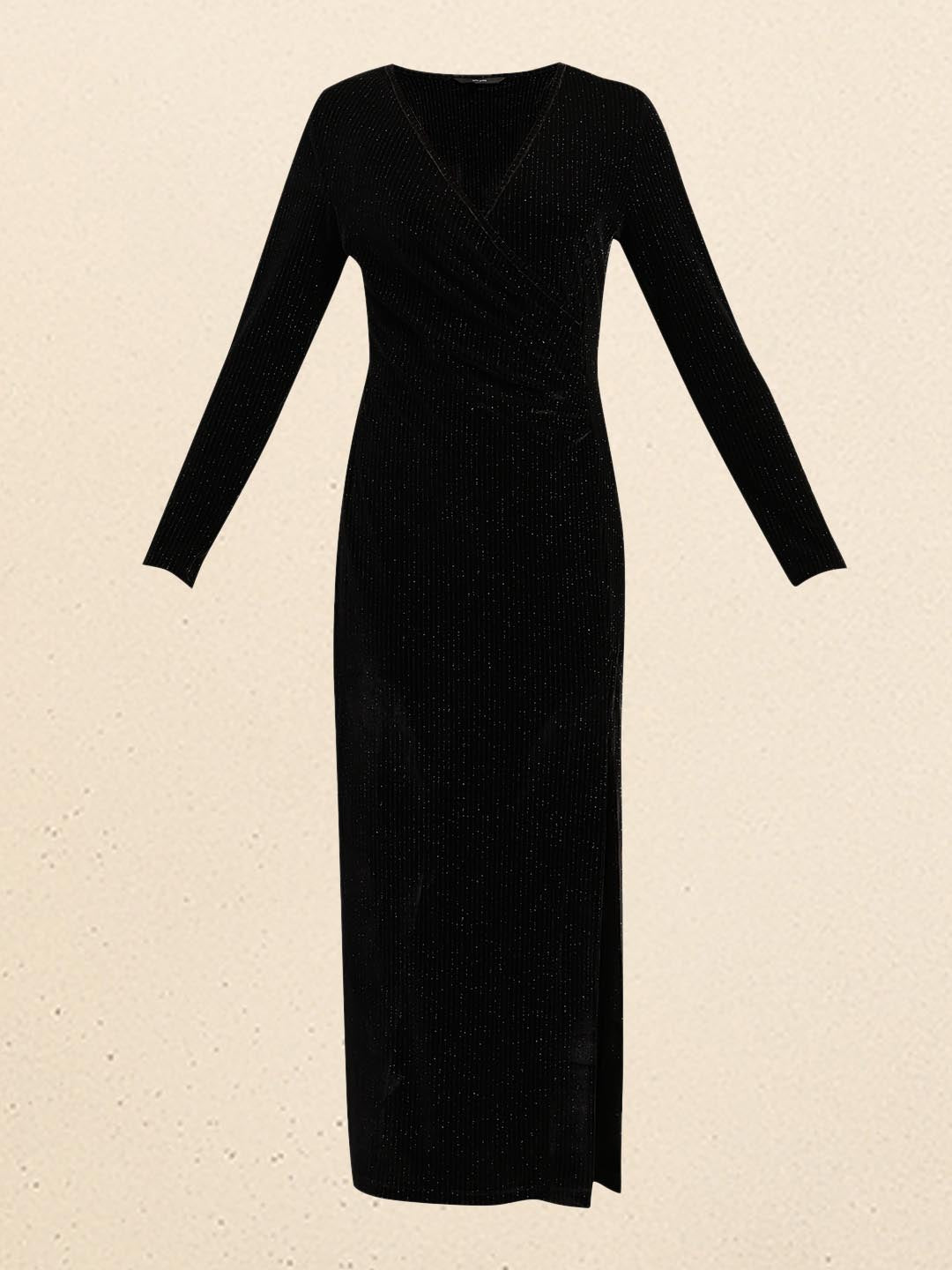 Black Shimmer V-Neck Dress