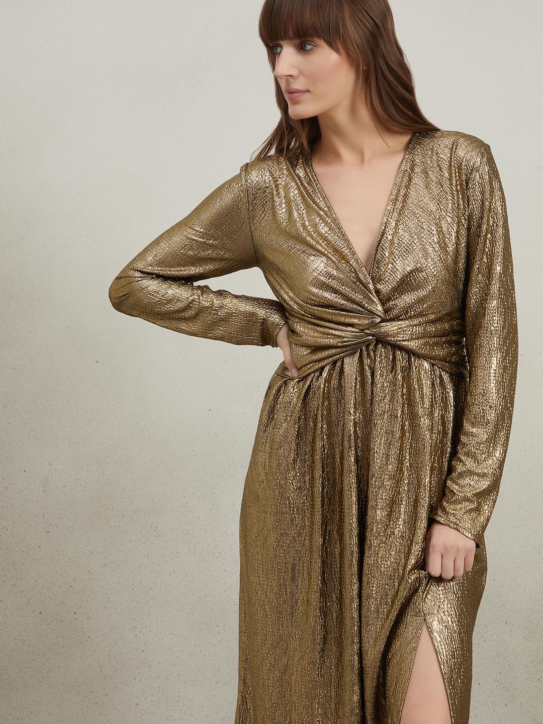 Golden Knot Detail Maxi Dress