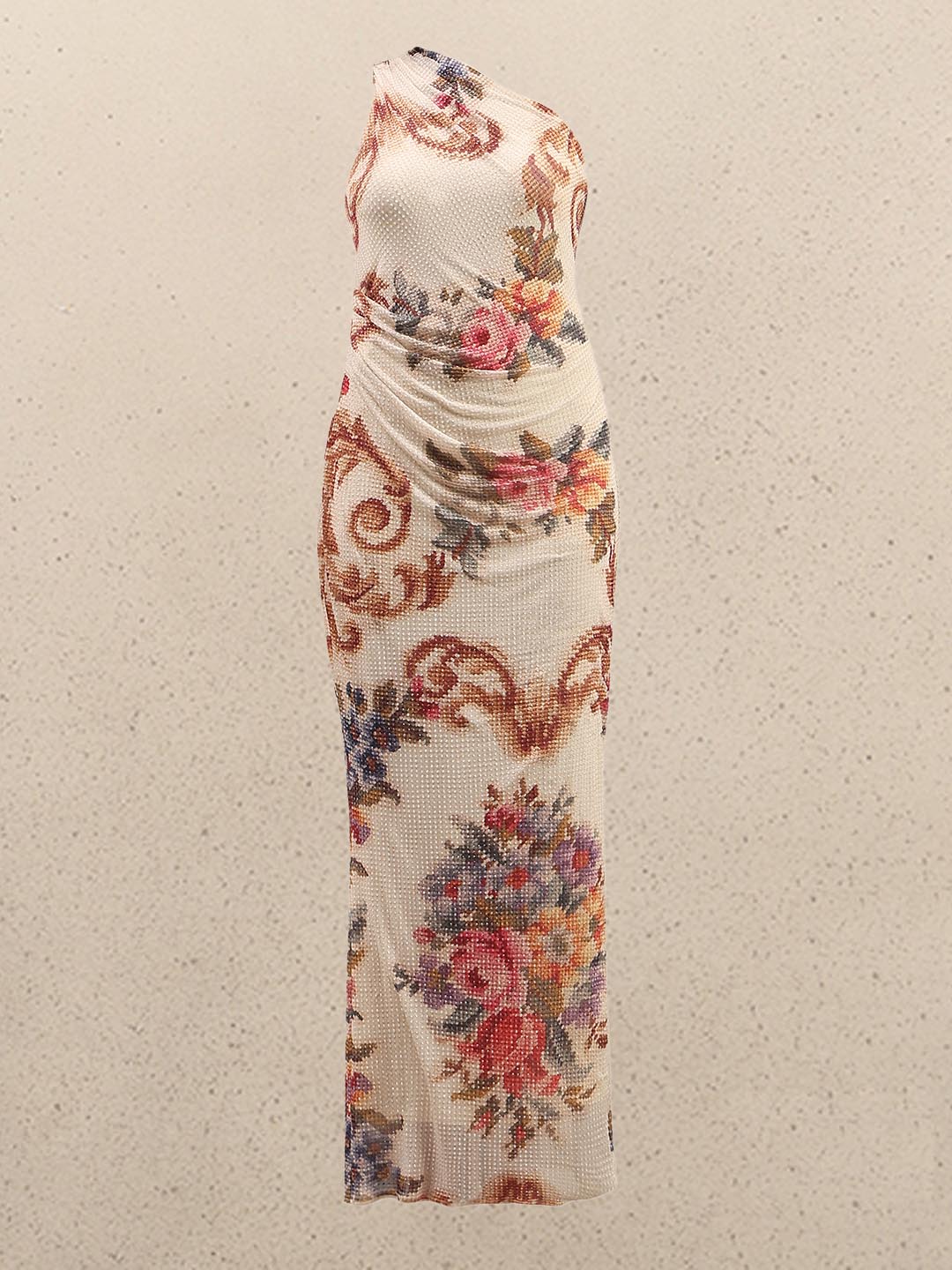 Ecru Printed Sleeveless Maxi Dress