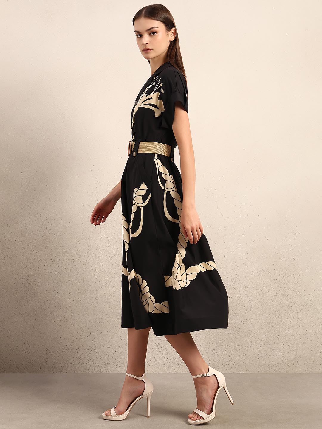 Black Printed Shirt Dress