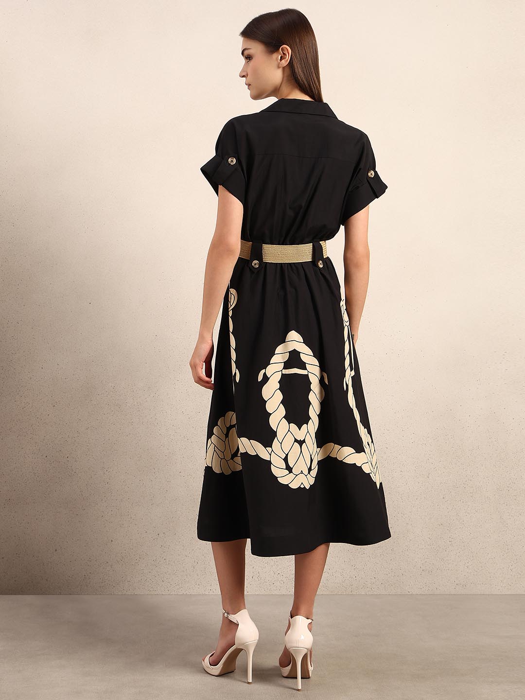 Black Printed Shirt Dress