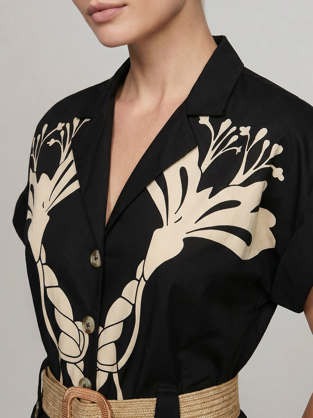 Black Printed Shirt Dress
