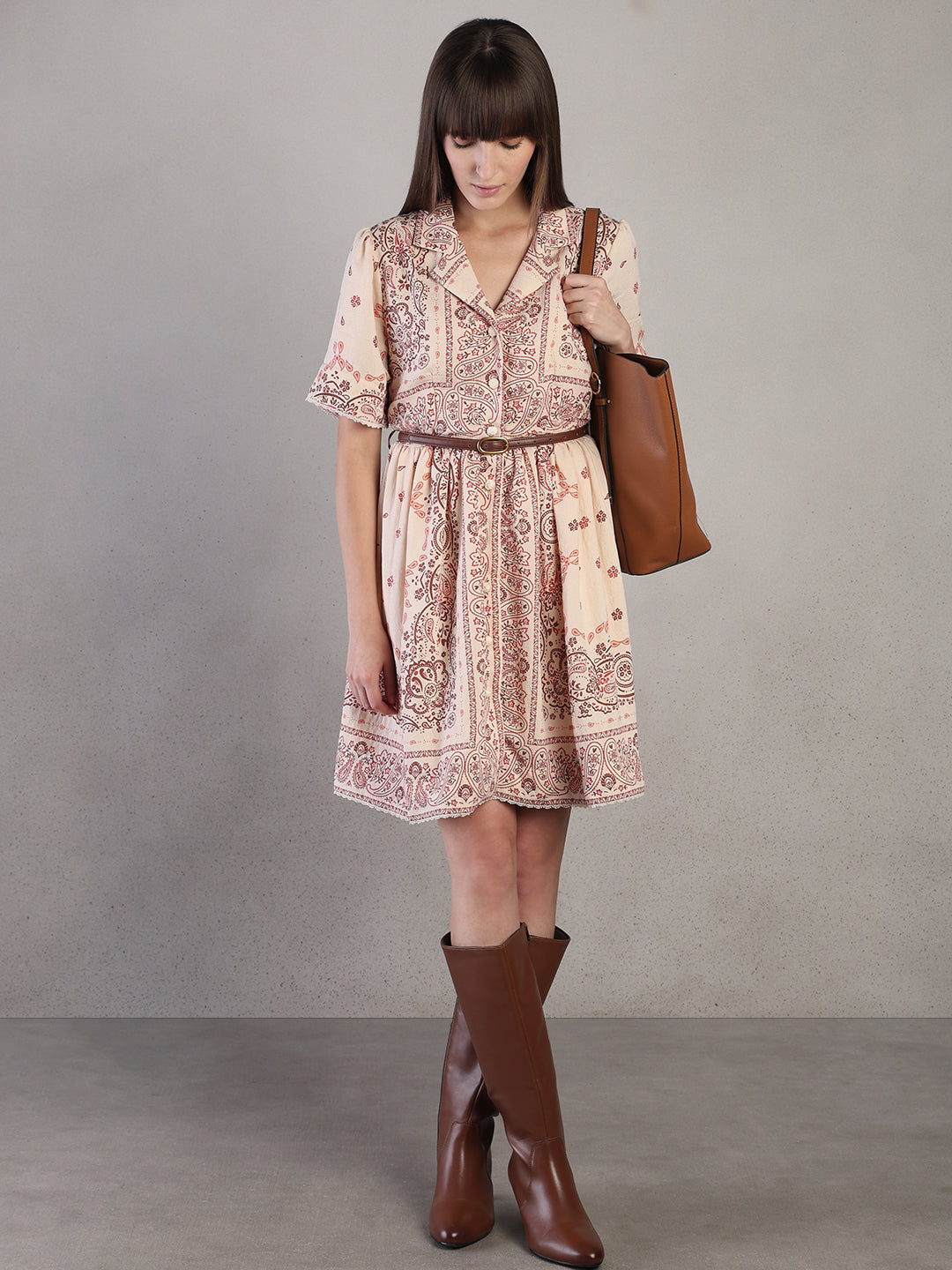 Boho Printed Shirt Dress