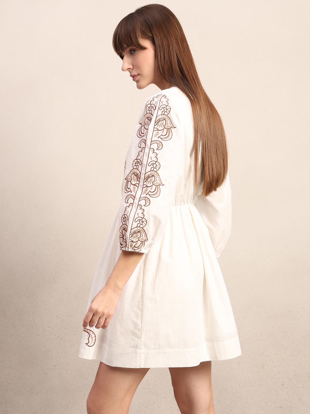 White Embroidered Cotton Dress