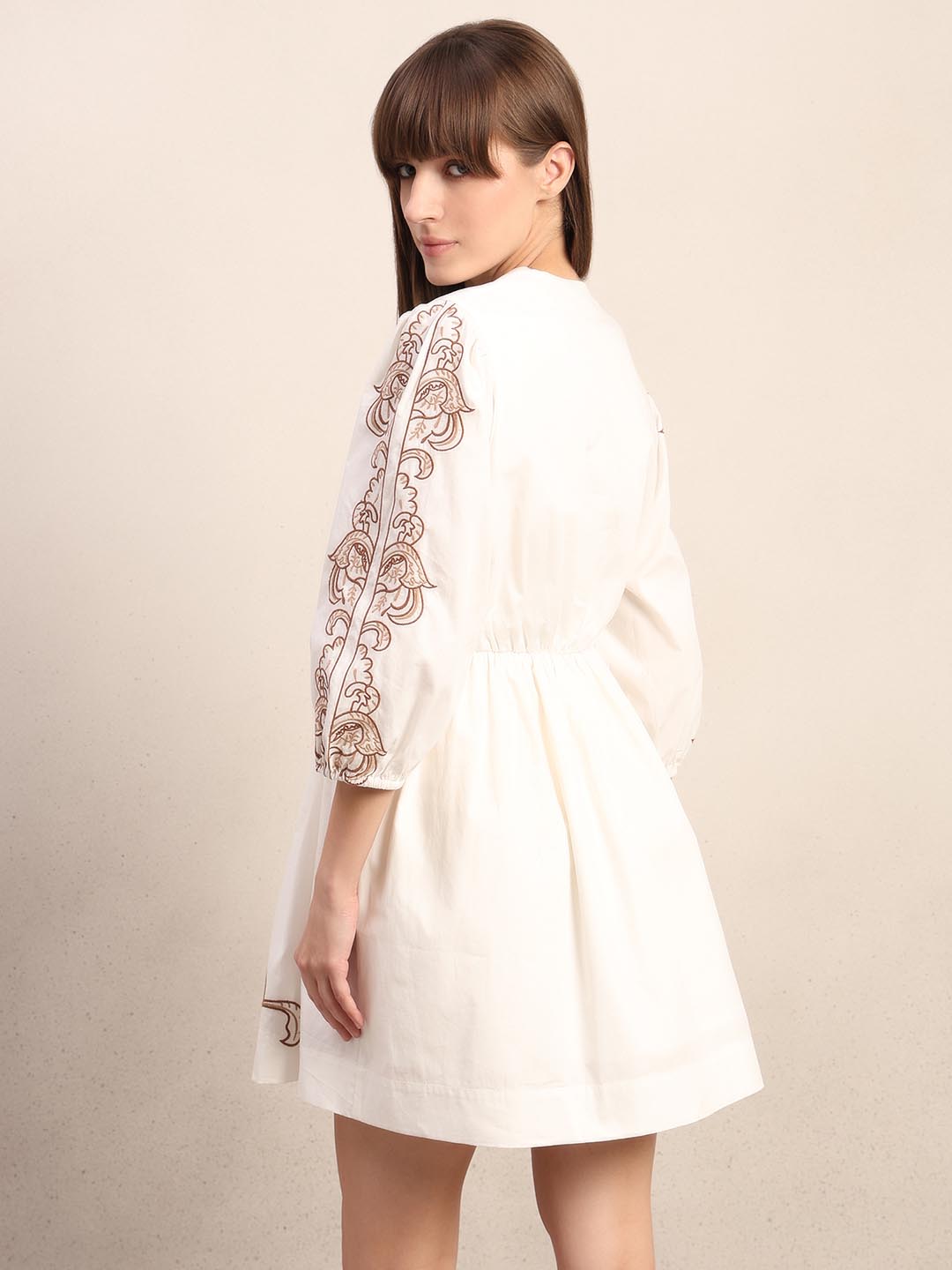 White Embroidered Cotton Dress