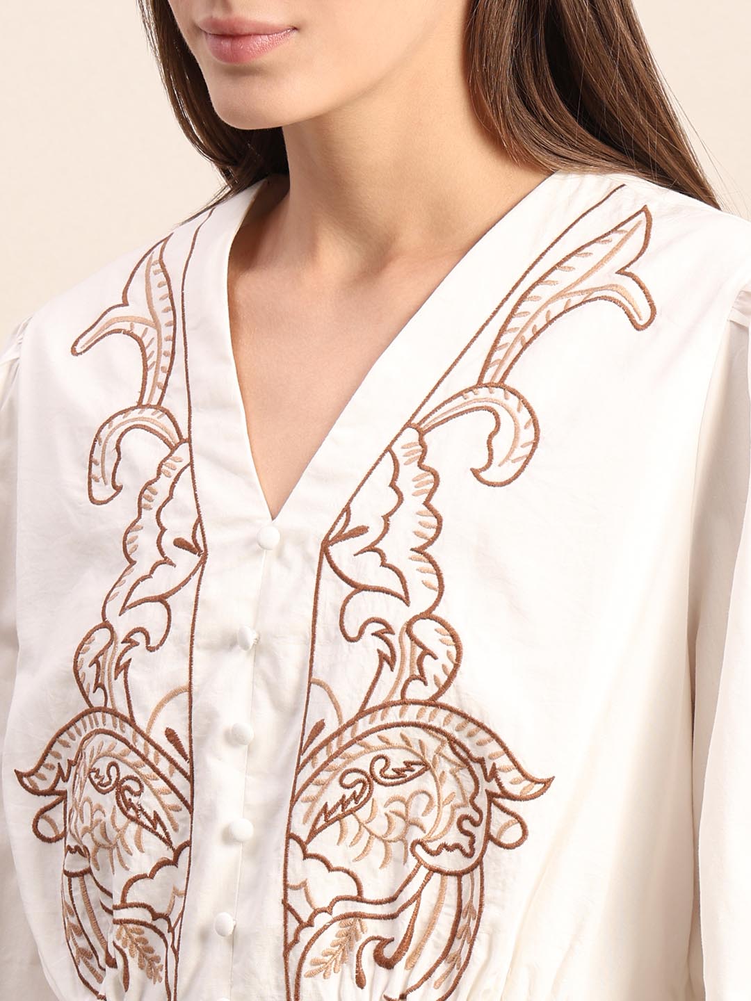 White Embroidered Cotton Dress