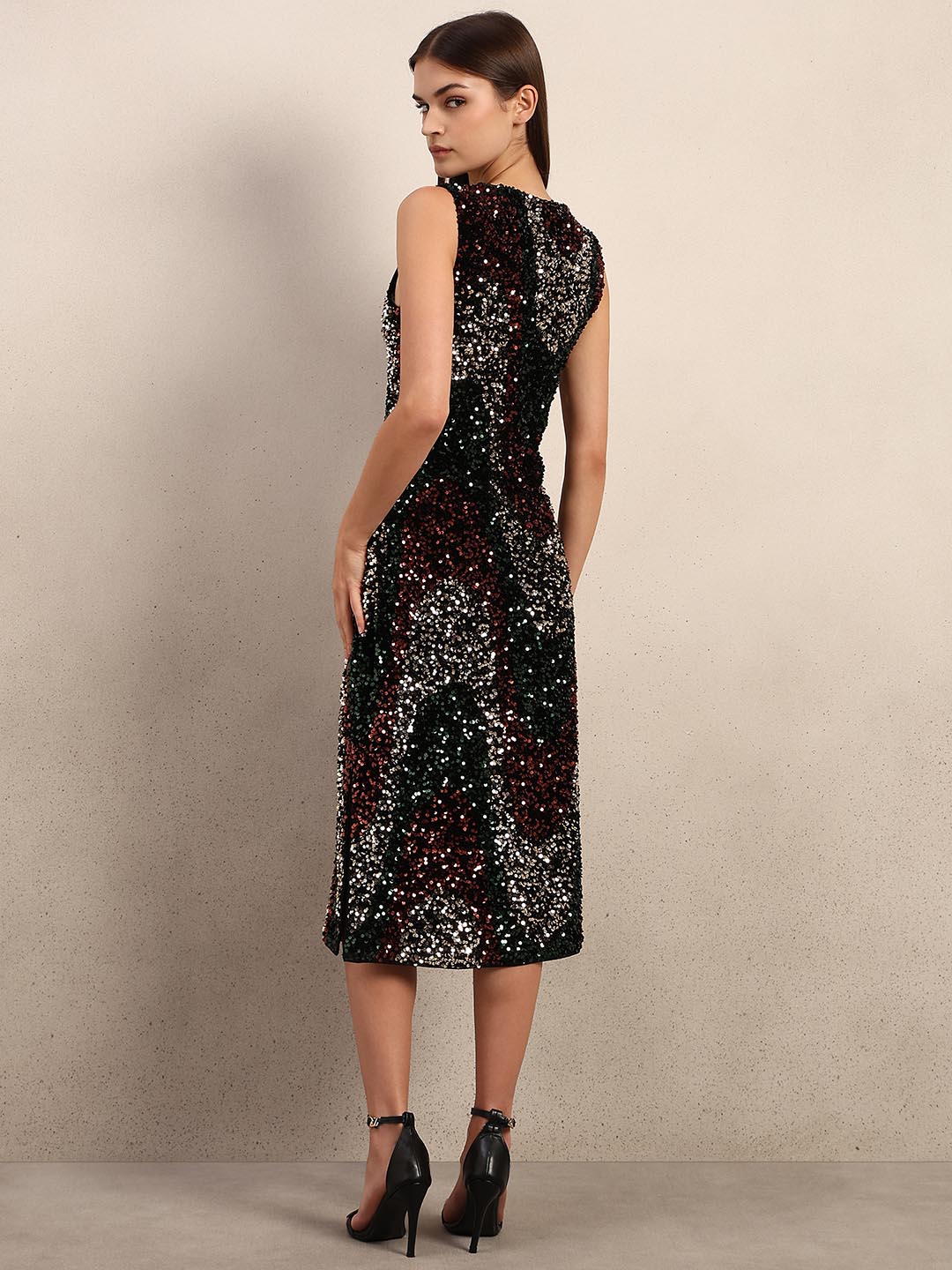 Multi-Colour Sequined Midi Dress