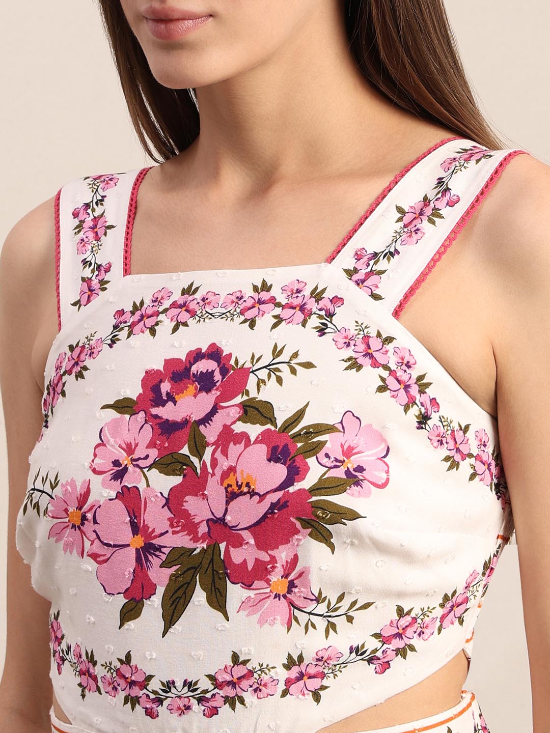 White Floral Midi Dress