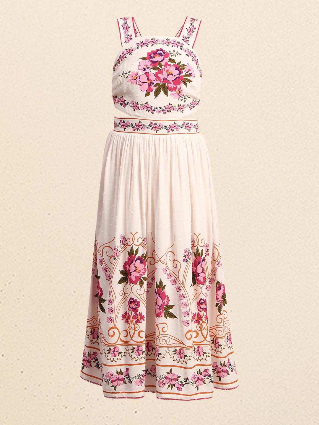 White Floral Midi Dress