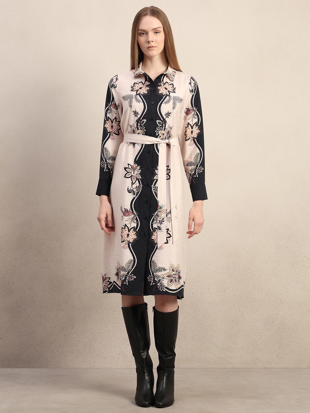 Black Printed Shirt Dress