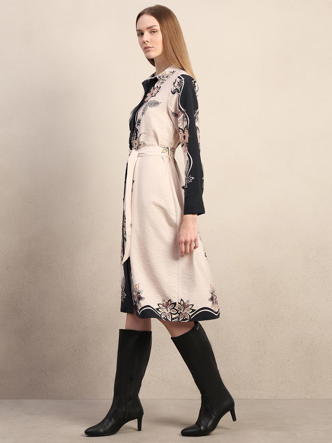 Black Printed Shirt Dress