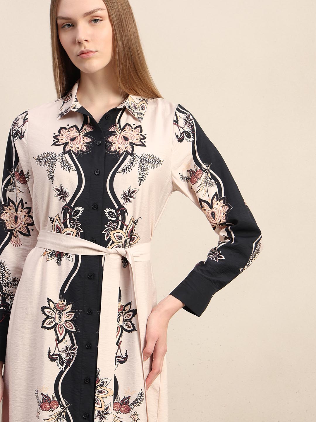 Black Printed Shirt Dress