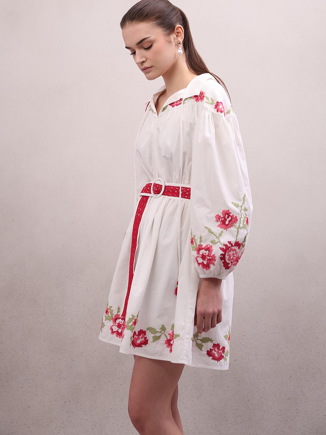 White Floral Mini Dress