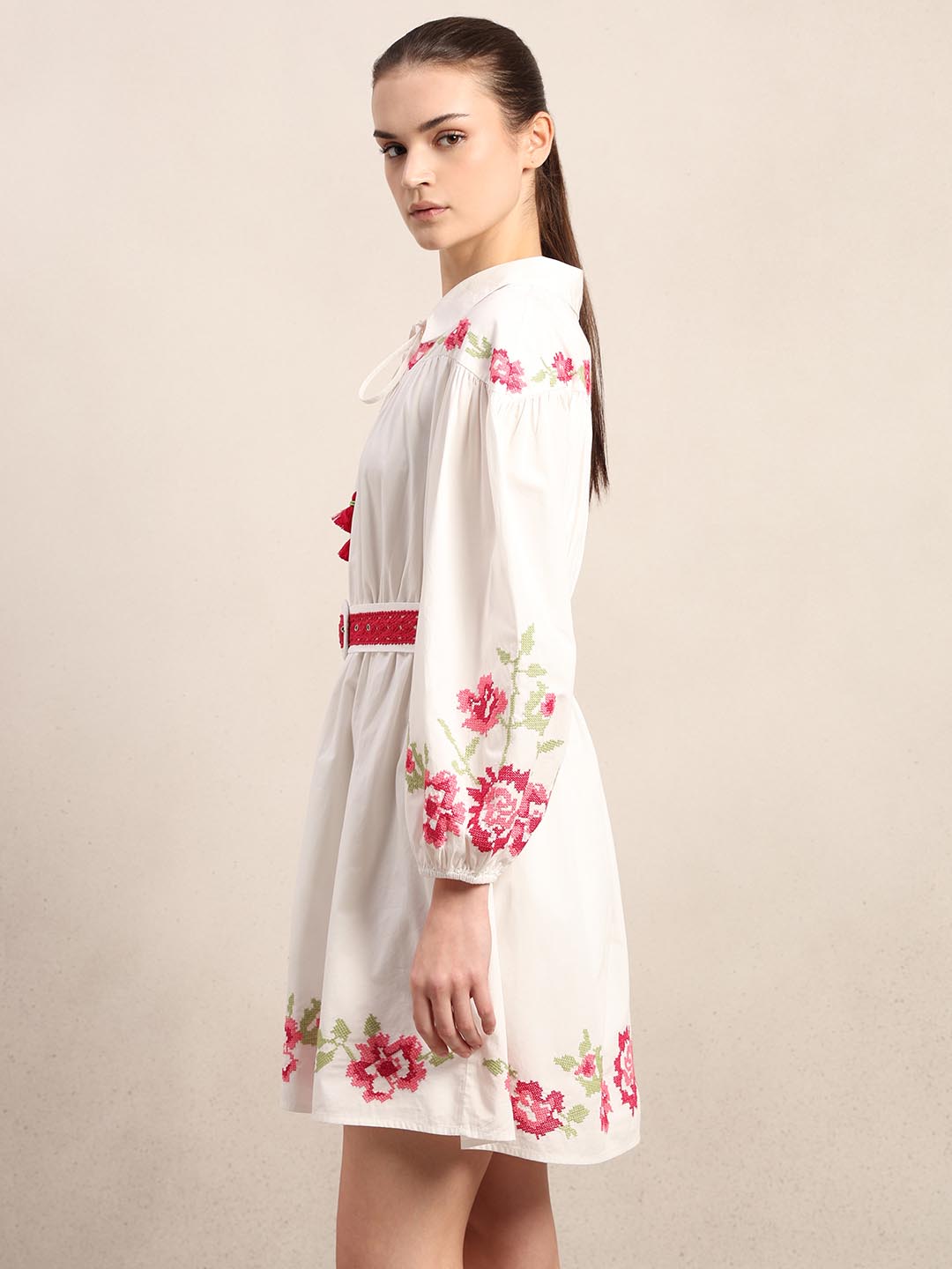 White Floral Mini Dress