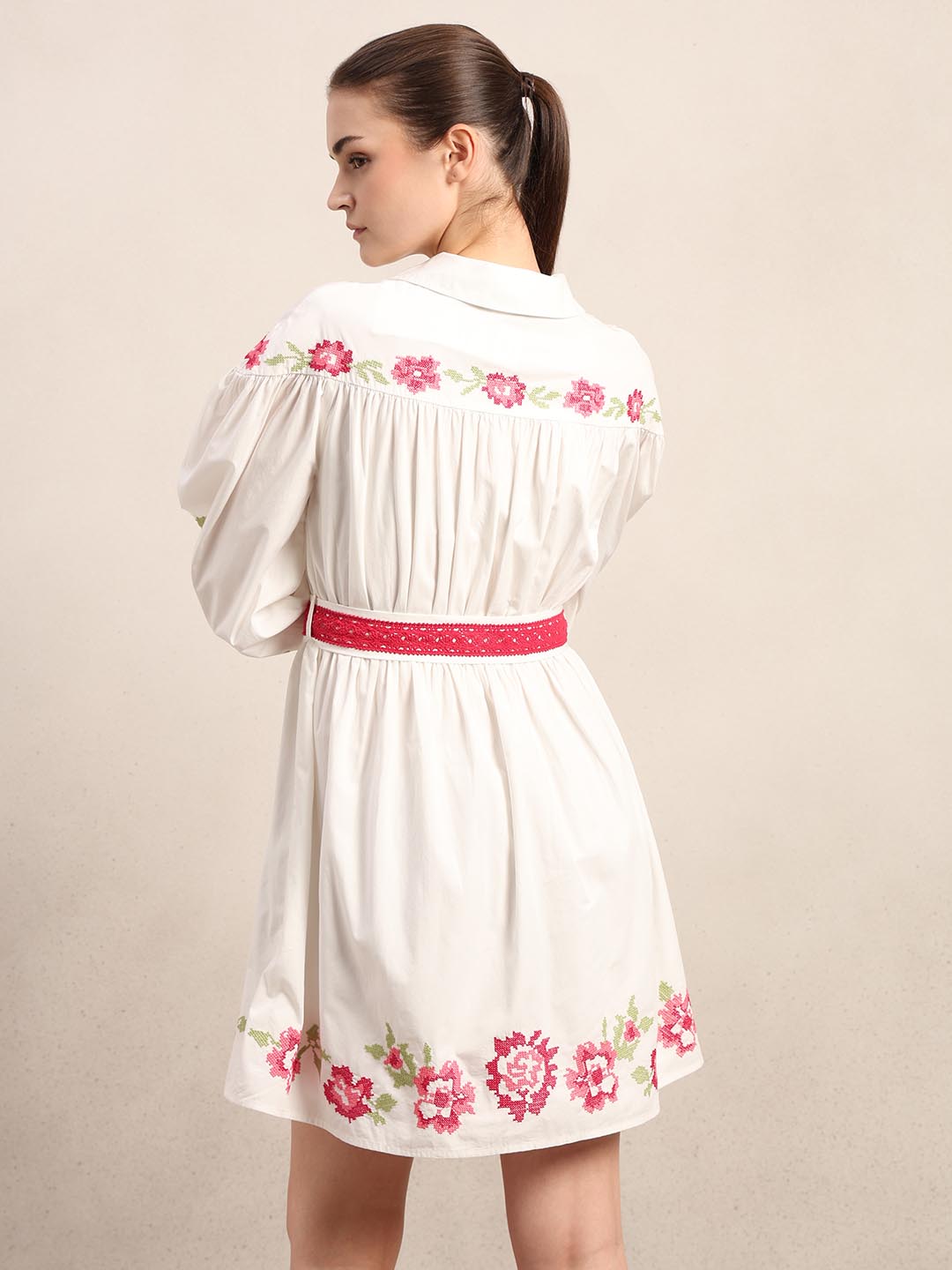 White Floral Mini Dress