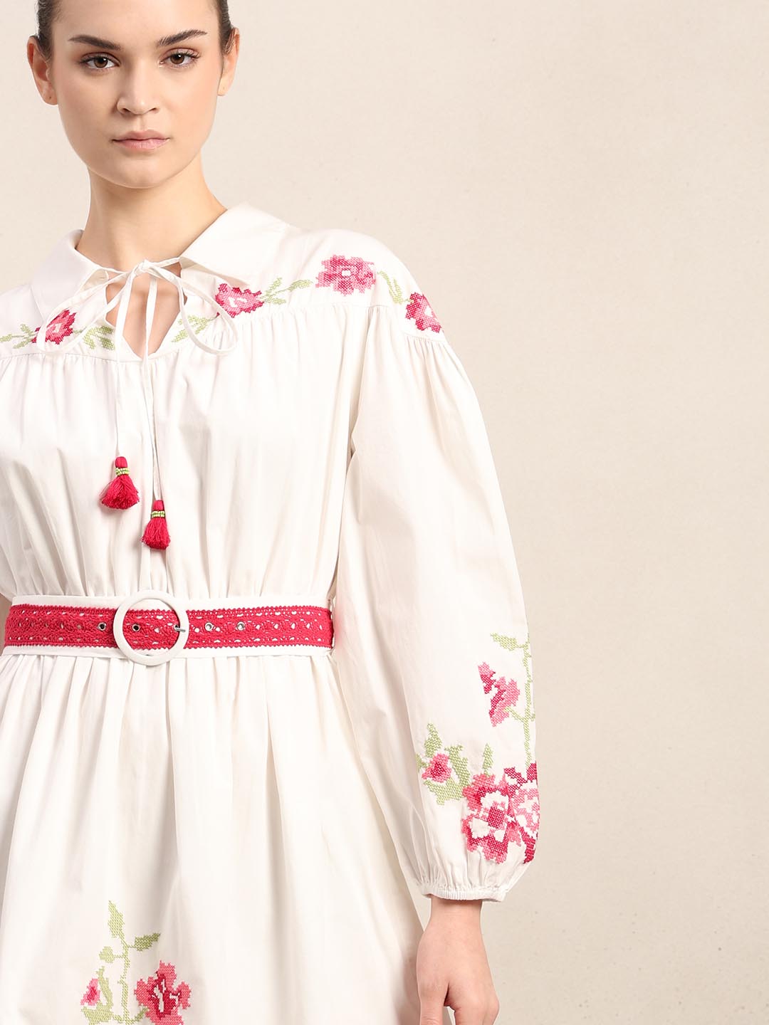 White Floral Mini Dress