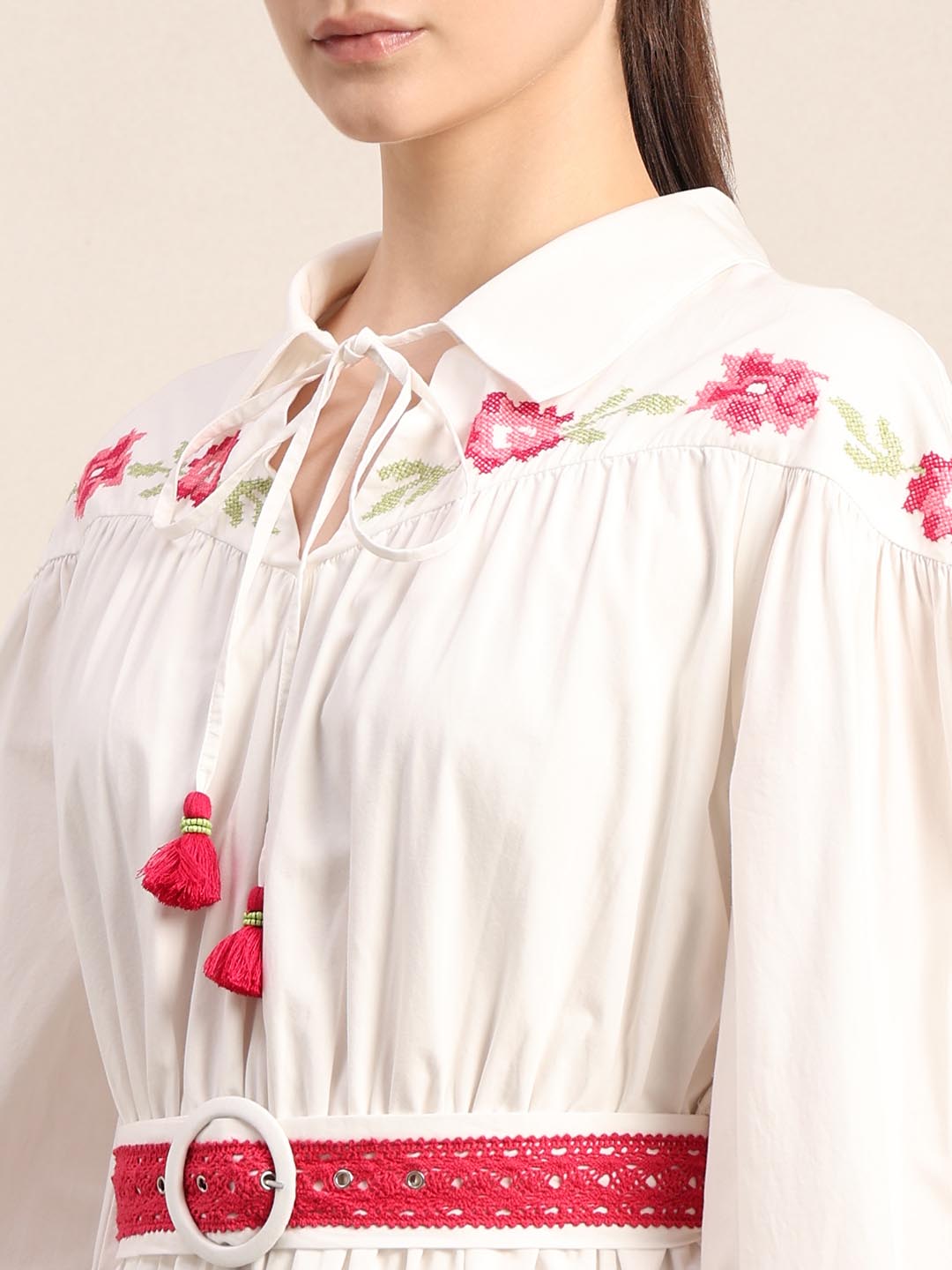 White Floral Mini Dress