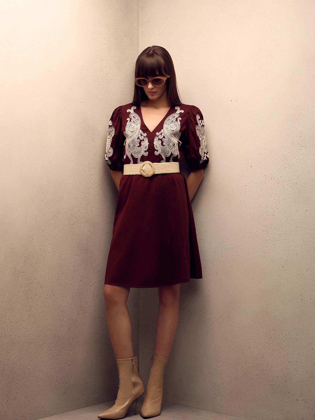 Tobacco Knitted Dress in Brown