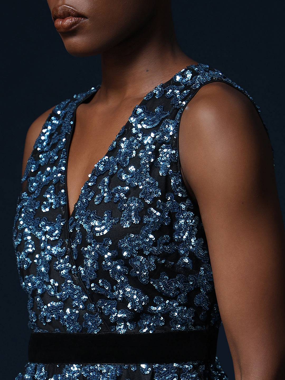 Marquee Sequined Tiered Midi Dress