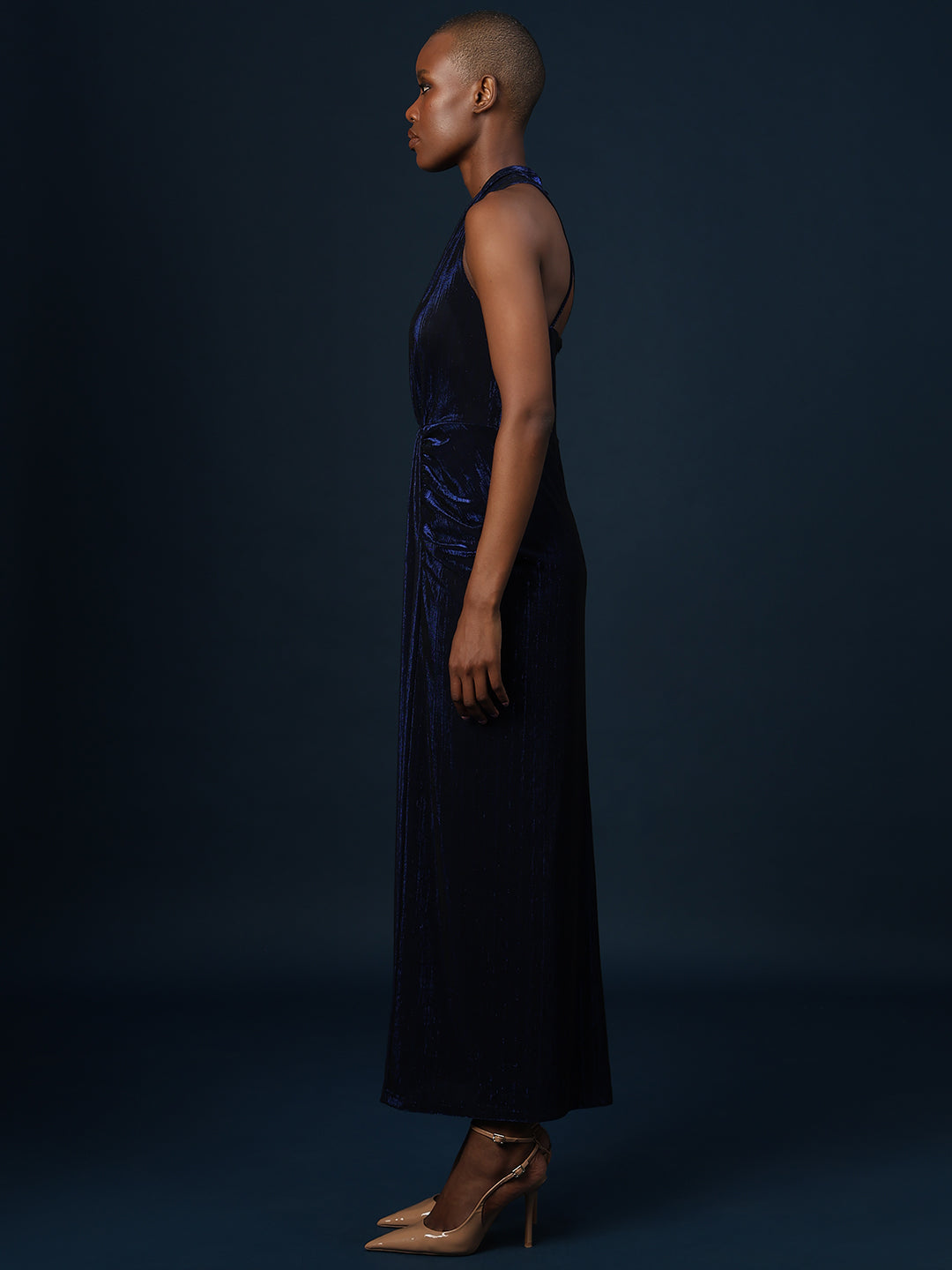 Marquee Ruched Halter Neck Dress