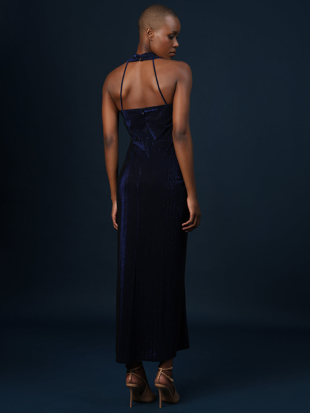 Marquee Ruched Halter Neck Dress