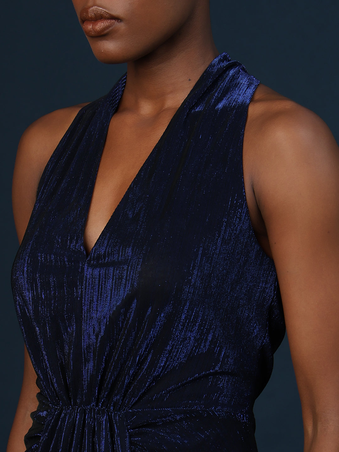 Marquee Ruched Halter Neck Dress