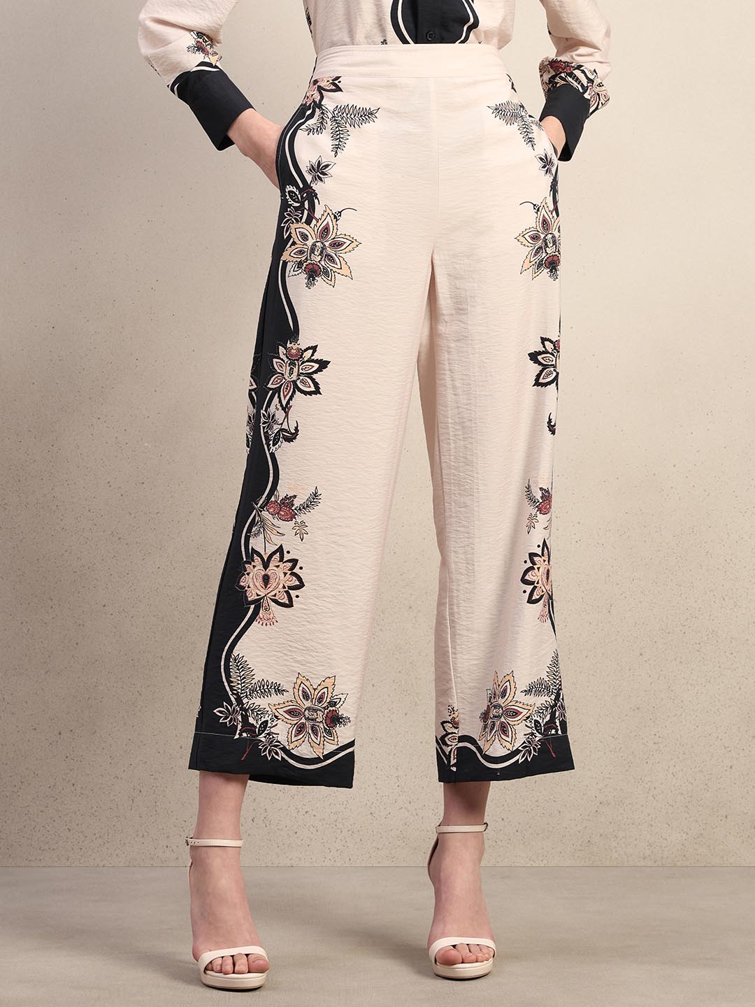 Ecru Printed Pants
