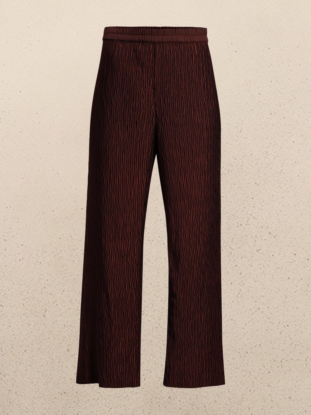 Maroon Textured Ankle Length Pants