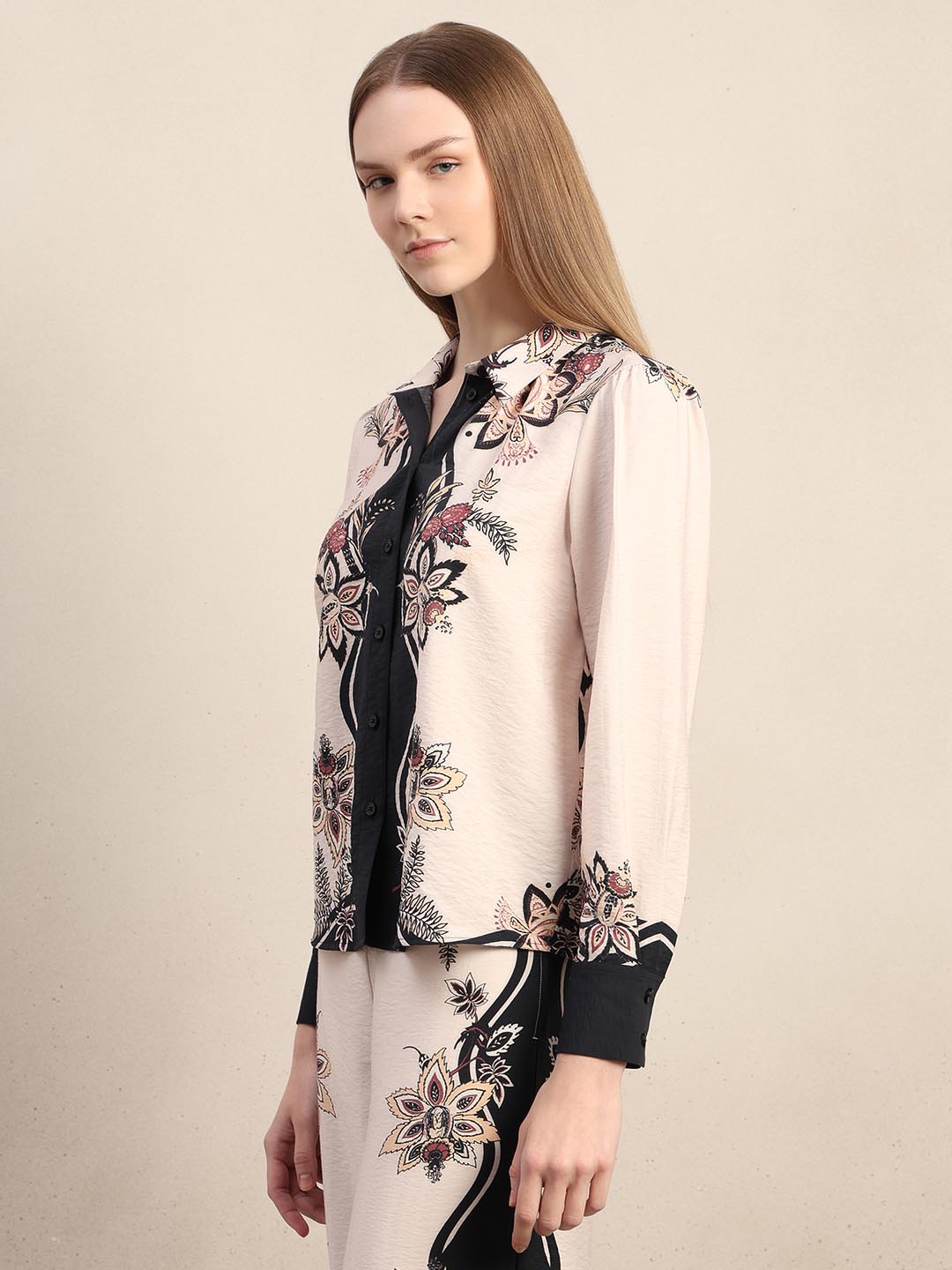 Ecru Floral Print Shirt