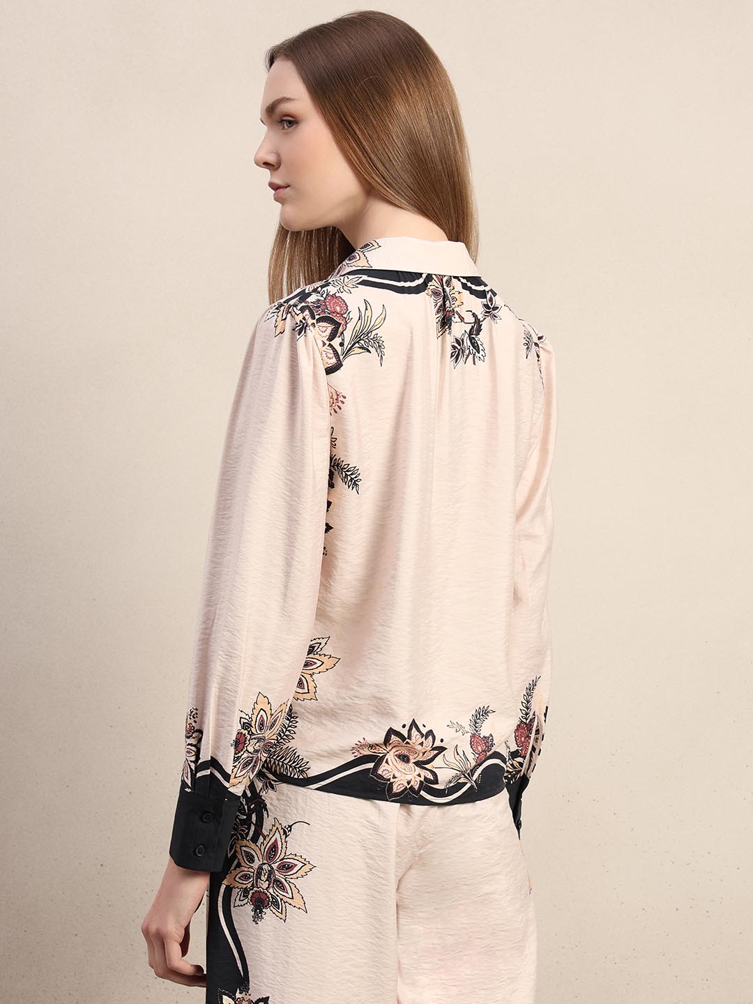 Ecru Floral Print Shirt