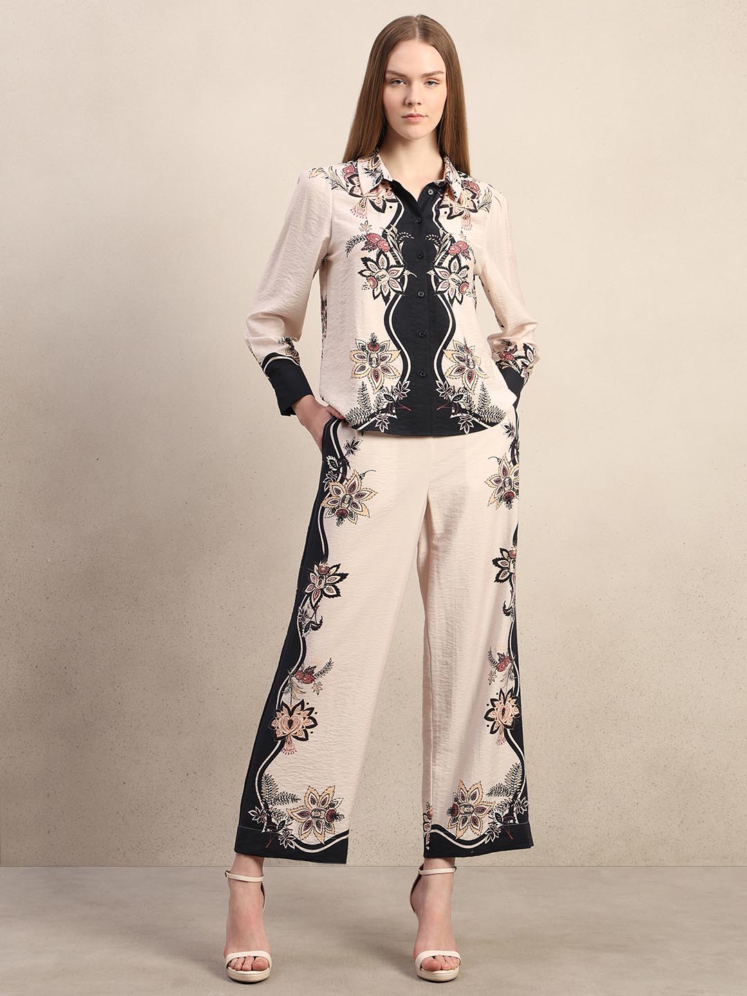 Ecru Floral Print Shirt