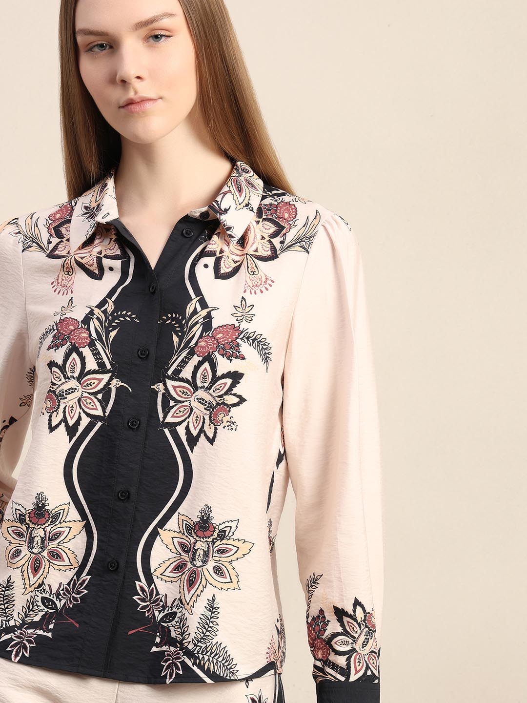 Ecru Floral Print Shirt