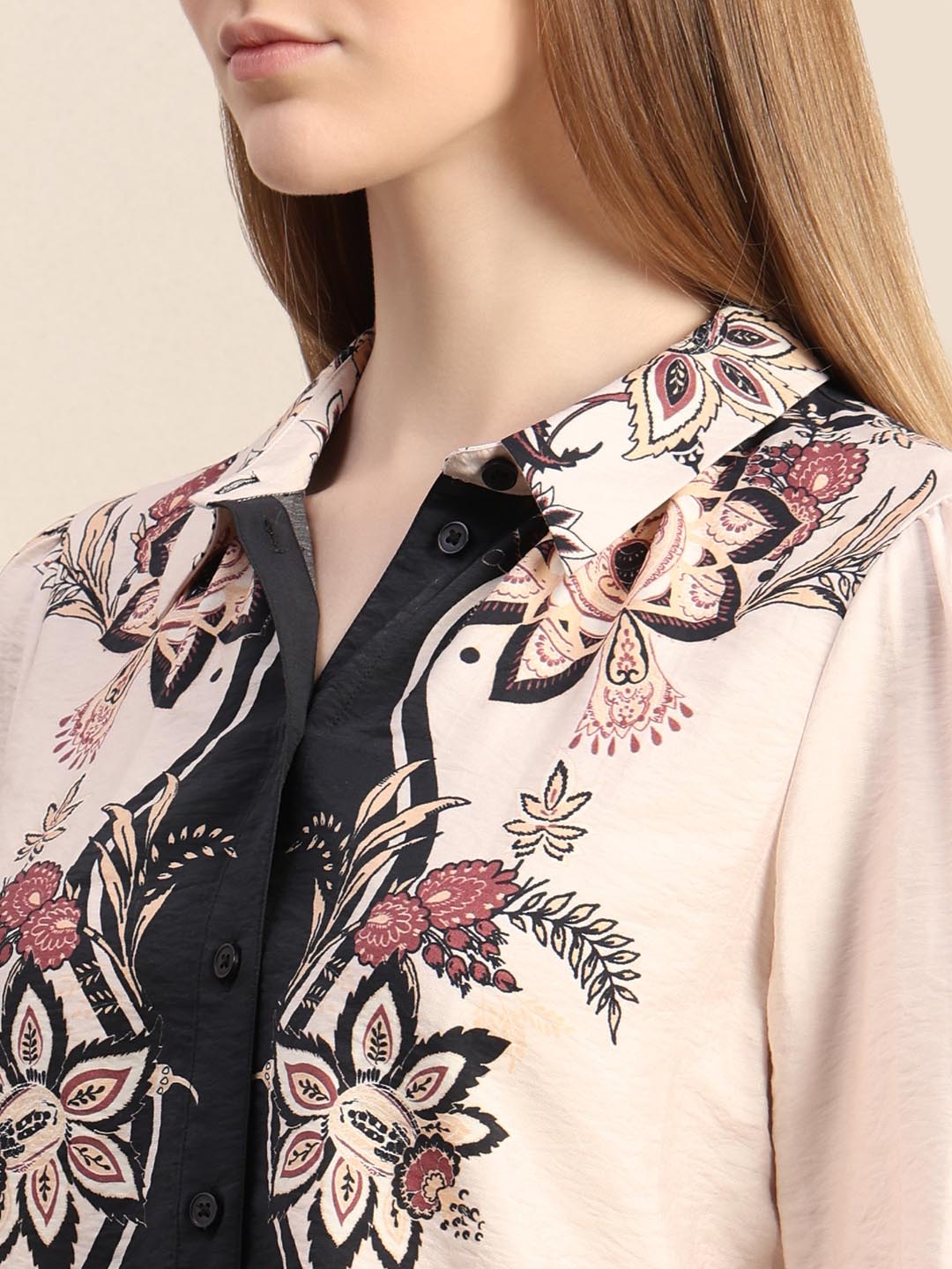 Ecru Floral Print Shirt