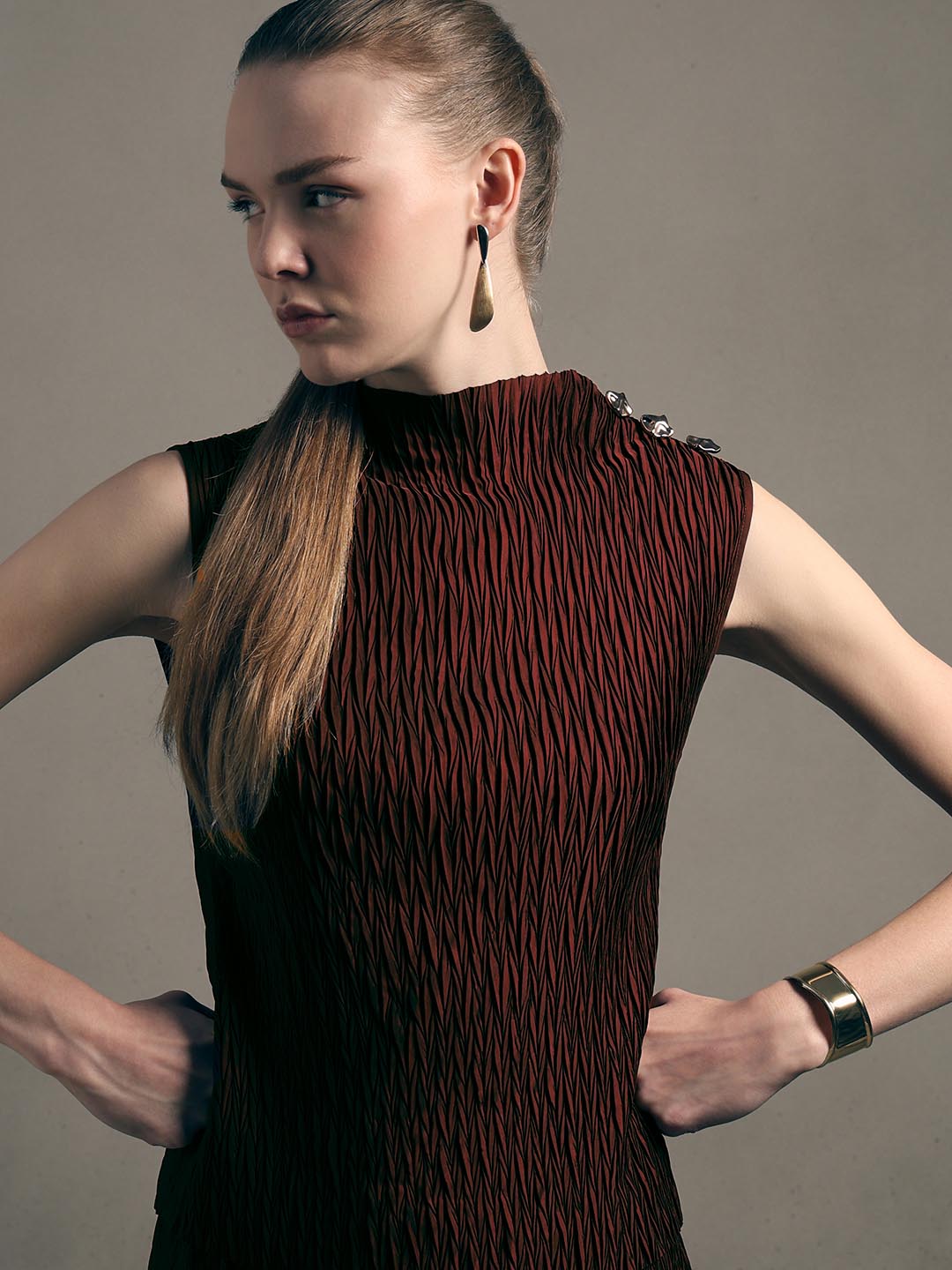 Chocolate Brown Textured Top