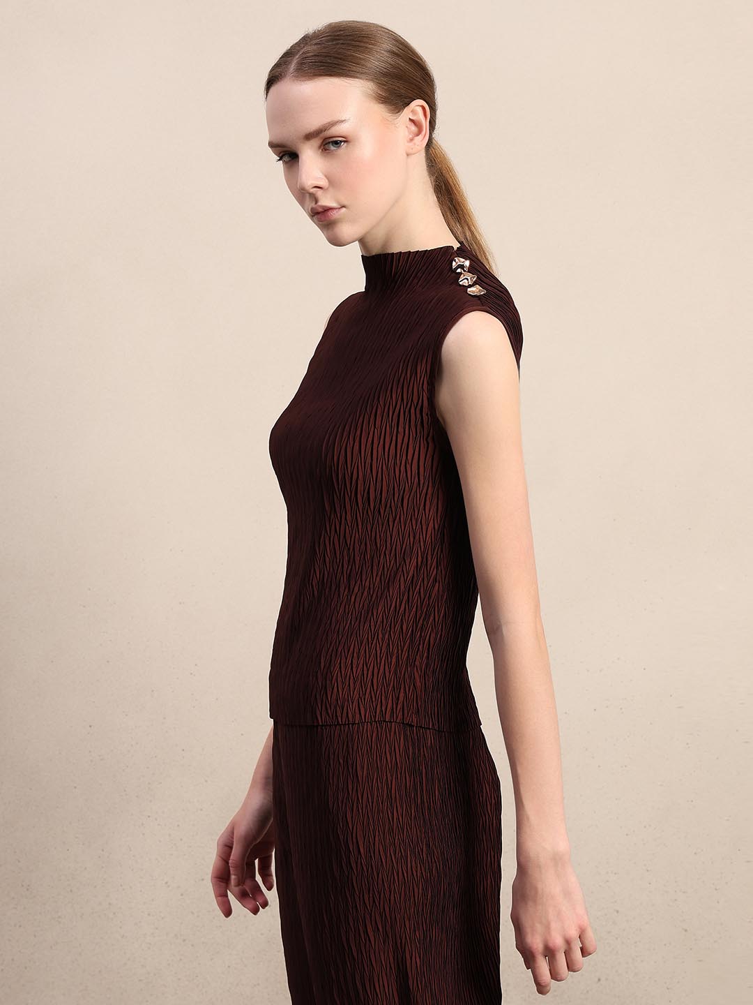 Chocolate Brown Textured Top