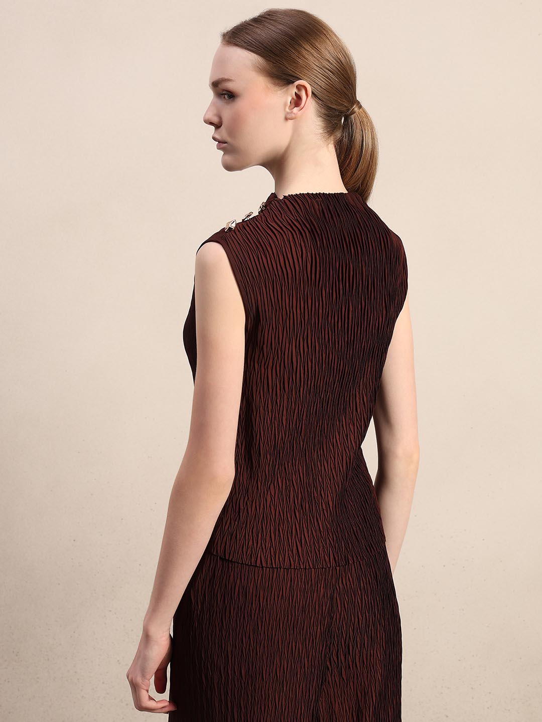 Chocolate Brown Textured Top