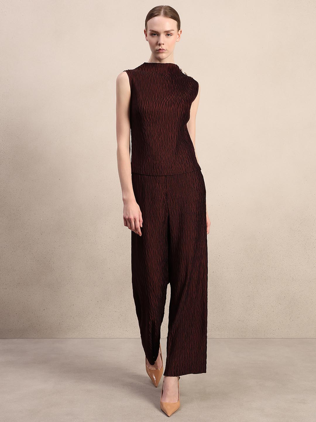 Chocolate Brown Textured Top