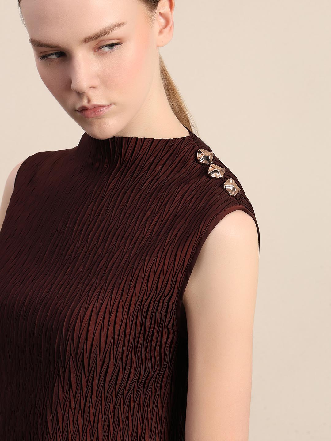 Chocolate Brown Textured Top