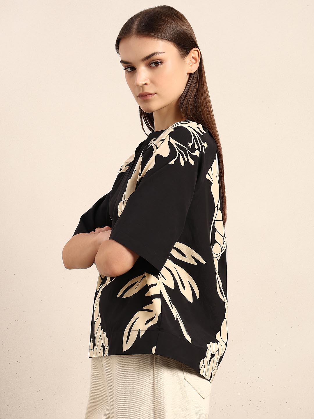Black Printed Top